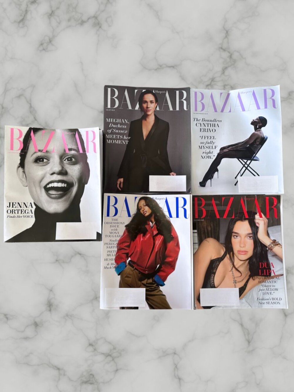 BAZAR magazine bundle collection - Dua Lipa, Jenna Ortega, Meghan, Home decor